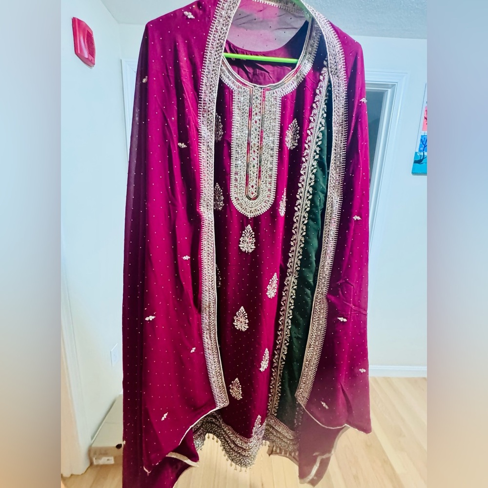 Elegant Maroon Embroidered Kurta